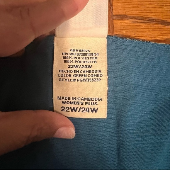 Vintage Faded Glory V-Neck Knot Front Printed Long Sleeve Top 22W-24W Y2K 90s - Picture 11 of 14